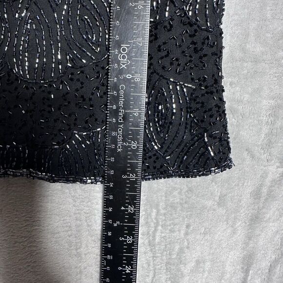 VTG Beaded Top Women's M Black Embellished Victorian Gothic Whimsigoth Tank - Picture 5 of 8